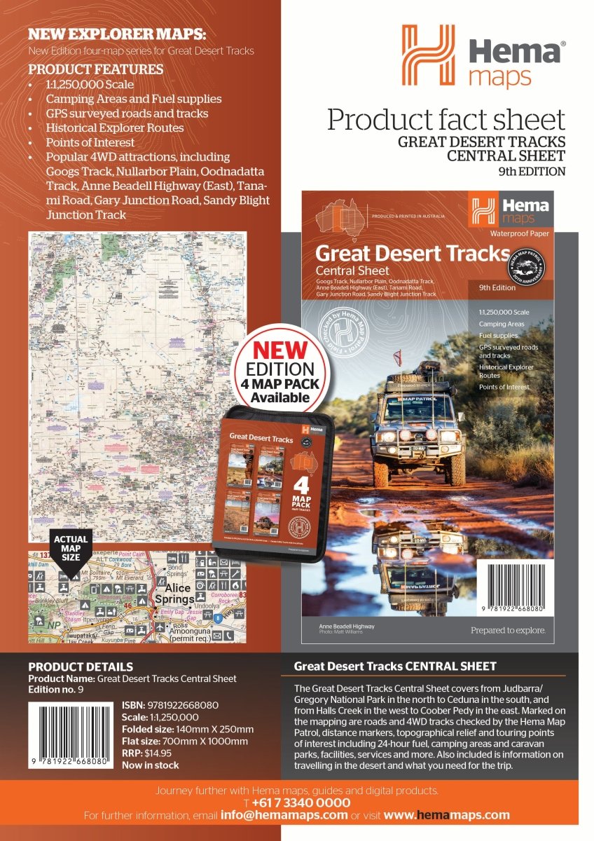 Great Desert Tracks Central Sheet | Hema Maps - Maps | A247 Gear
