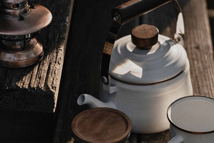 Barebones - Enamel Teapot - Egg Shell | Barebones | A247 Gear