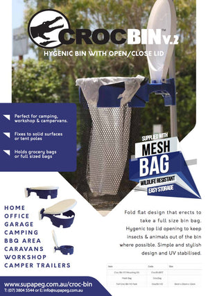 Croc Bin V2 - pole or surface mounted Flip lid bin | Supapeg Australia | A247 Gear