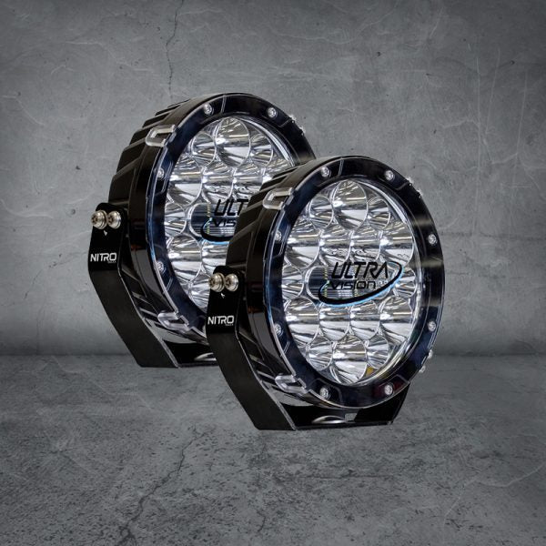NITRO 80 MAXX 7" LED DRIVING LIGHT PAIR - WIDR - 4500K - BLACK RIM | Nitro | A247 Gear