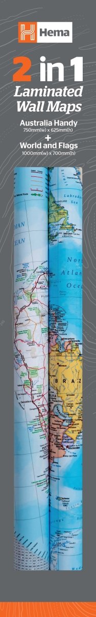 2 in 1 Twin Pack - Australia and World Wall Maps | Hema Maps - Maps | A247 Gear