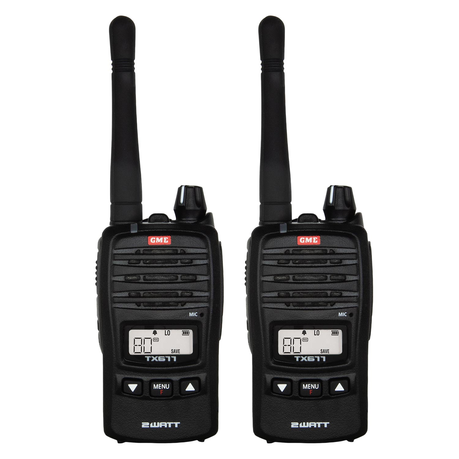 GME TX677TP 2 WATT UHF CB HANDHELD RADIO - TWIN PACK