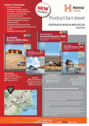 Australia Road & 4WD Easy Read Atlas - 292 x 397mm | Hema Maps - Books | A247 Gear