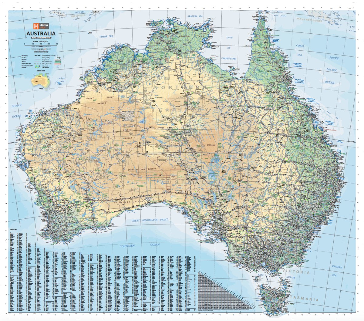 Australia Road and Terrain Wall Map | Hema Maps | A247 Gear