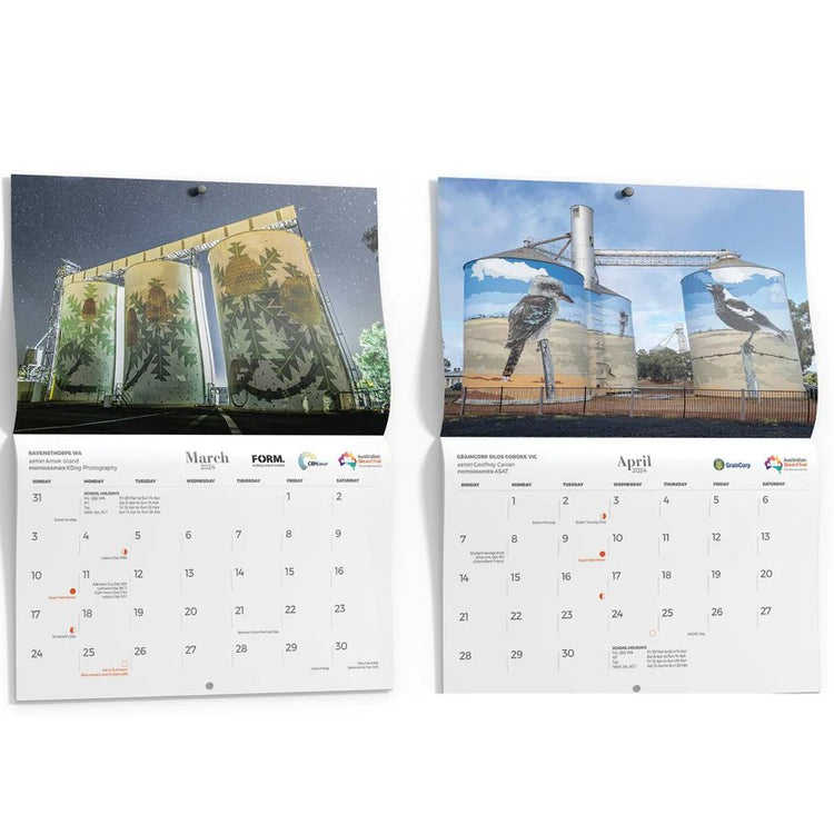 Australian Silo Art Wall Calendar 2024 | Australian Silo Art Trail | A247 Gear