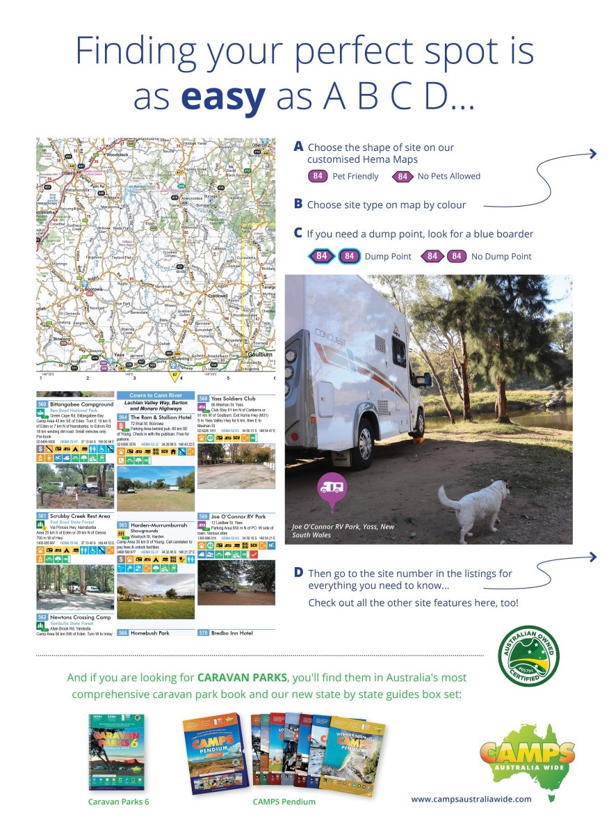 Camps 12 Easy to Read, Campsite photos and larger maps (B4) | Camps Australia Wide | A247 Gear