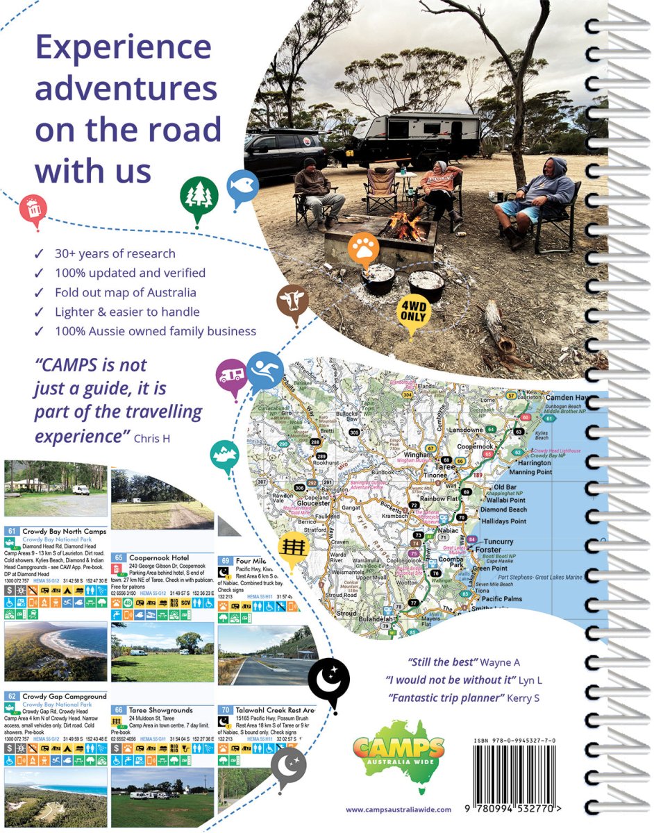 Camps 12 Easy to Read, Campsite photos and larger maps (B4) | Camps Australia Wide | A247 Gear