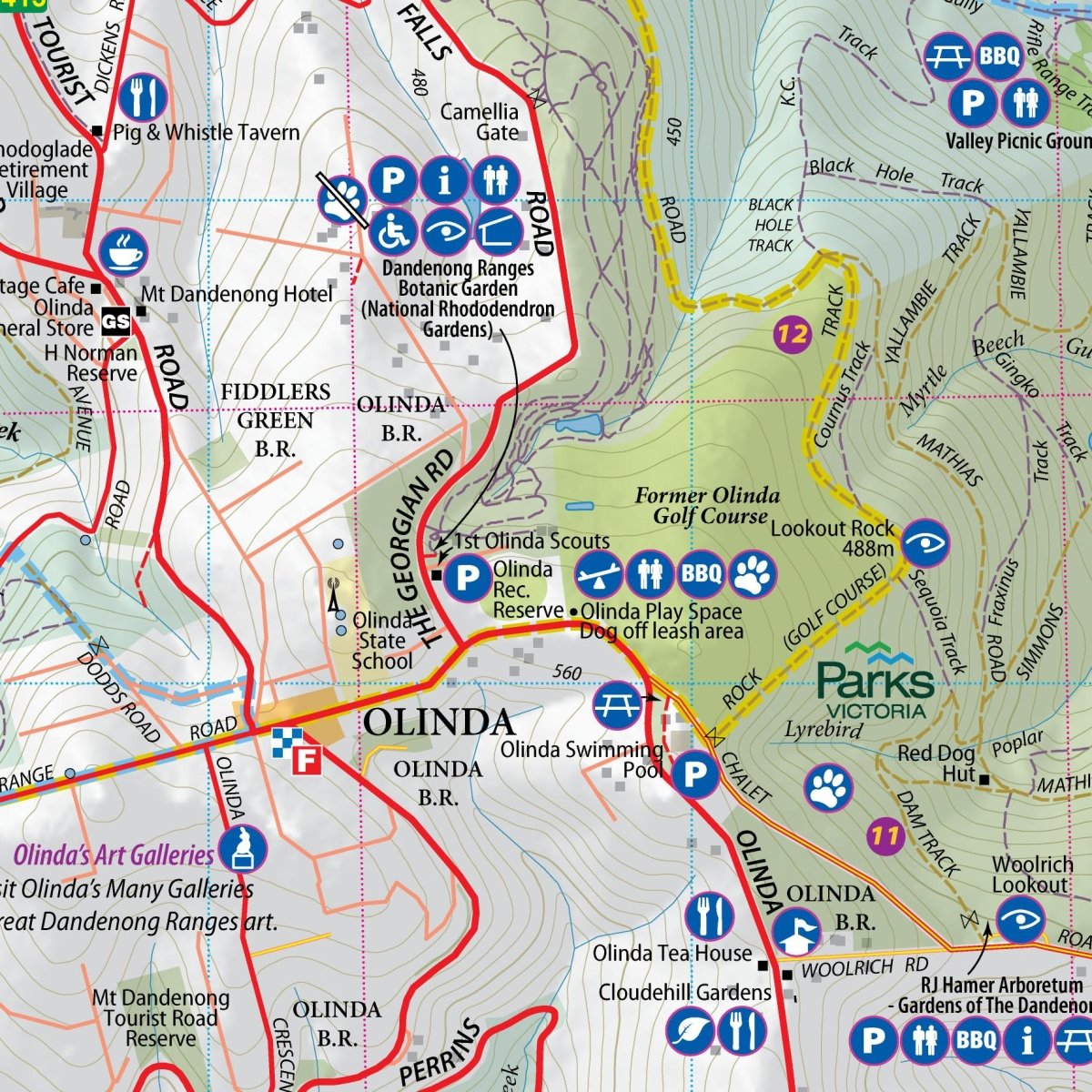 Dandenong Ranges & Lysterfield Hills Map Guide | Meridian Maps | A247 Gear