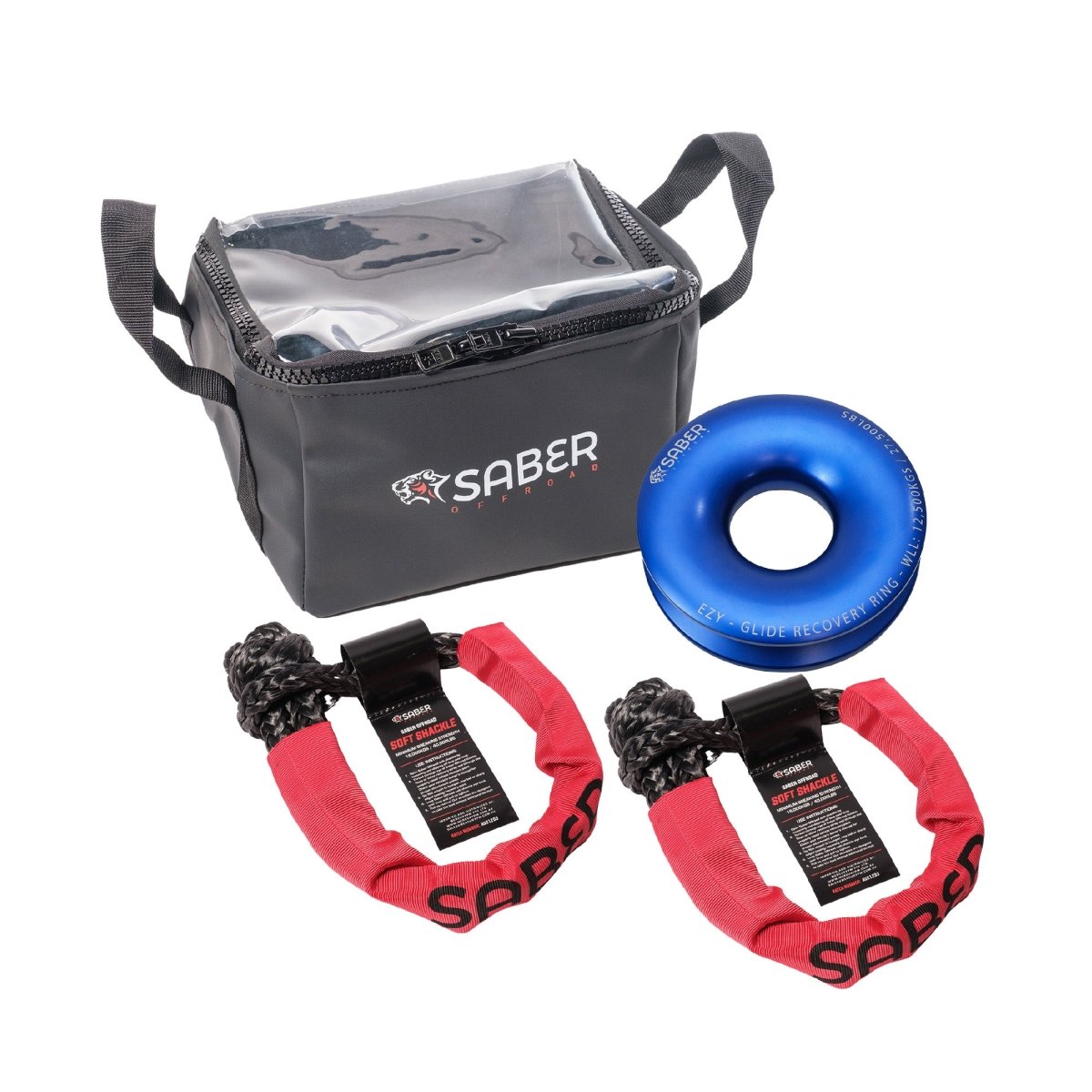 Ezy - Glide 12,500 WLL Recovery Ring , Bag & Twin Sheath Soft Shackles | Saber Offroad | A247 Gear