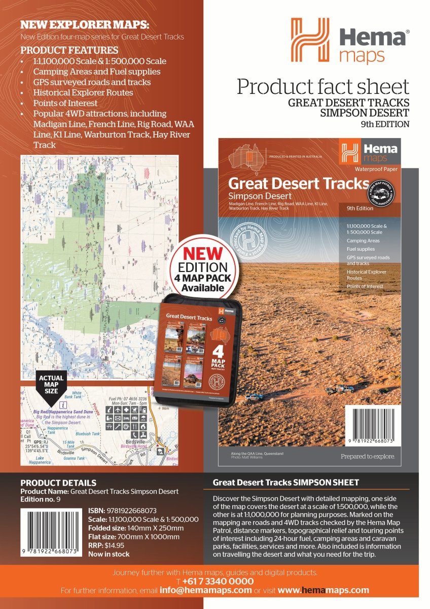 Great Desert Tracks Simpson Desert Map | Hema Maps - Maps | A247 Gear