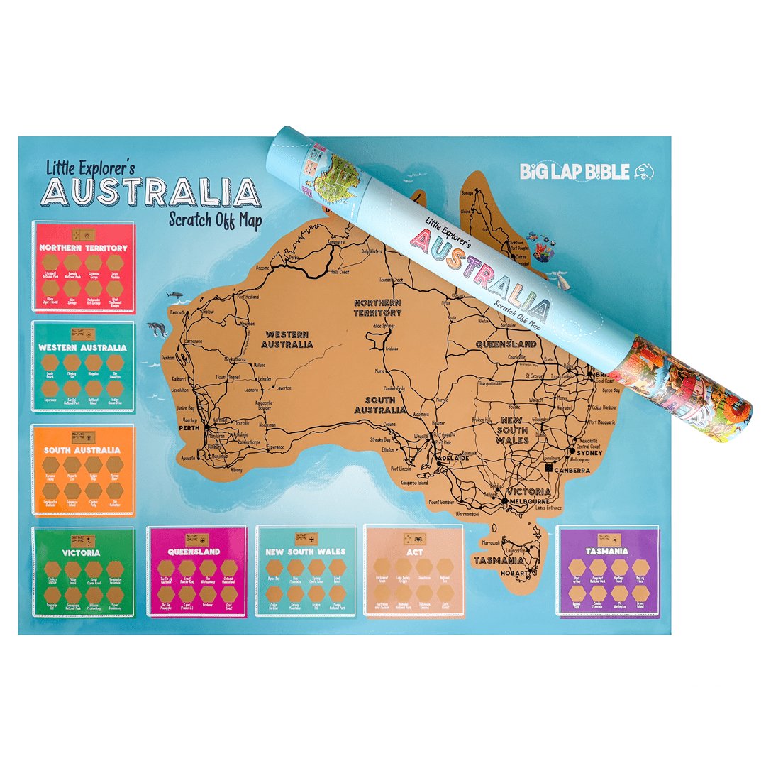 Little Explorer's Australia Scratch Off Map | Big Lap Bible | A247 Gear