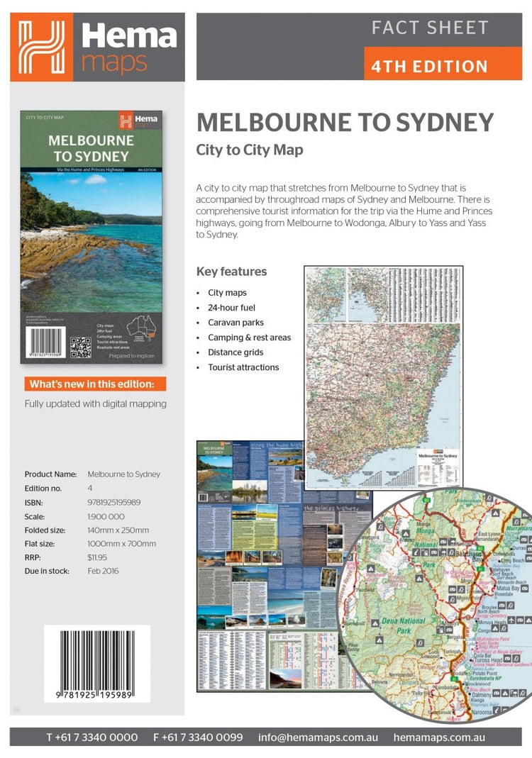 Melbourne to Sydney Map - OE | Hema Maps - Maps | A247 Gear