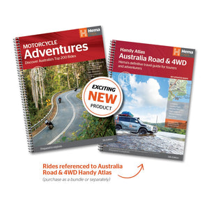 Motorcycle Adventures Top 200 Rides + Australia Road & 4WD Handy Atlas Bundle | Hema Maps - Books | A247 Gear