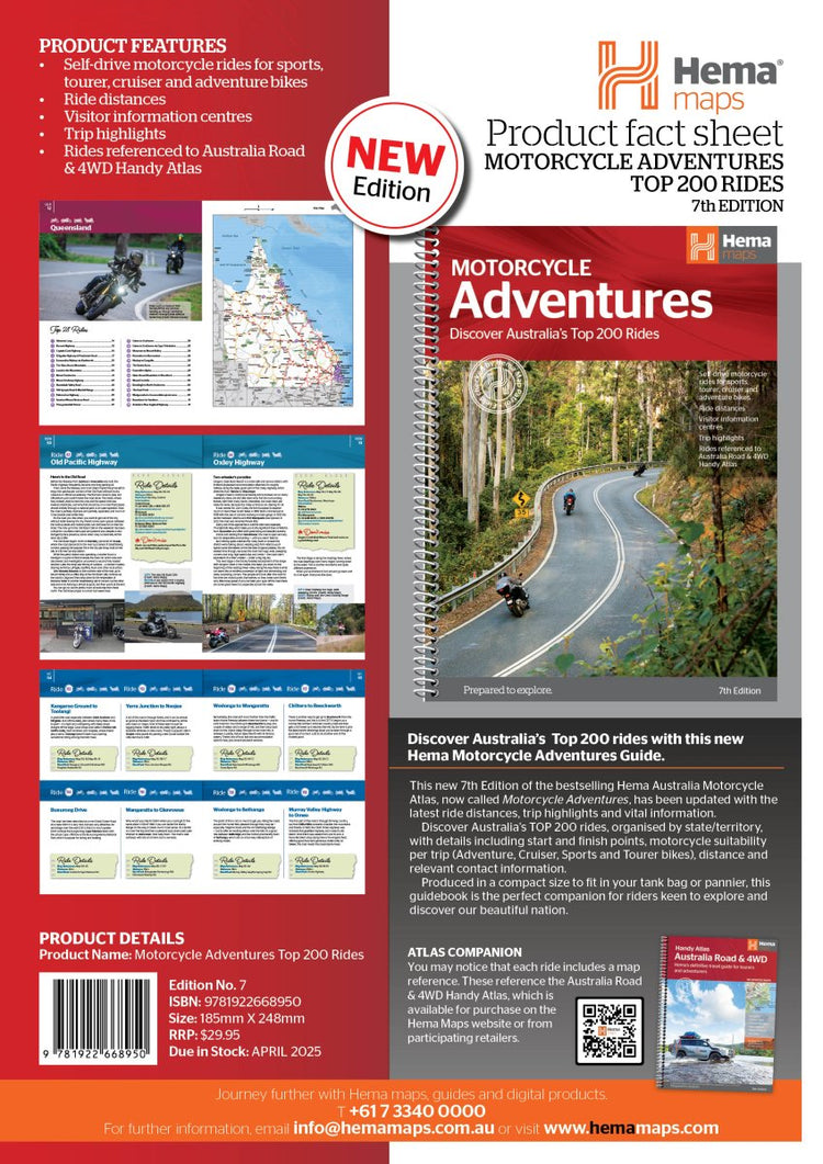 Motorcycle Adventures Top 200 Rides | Hema Maps - Books | A247 Gear