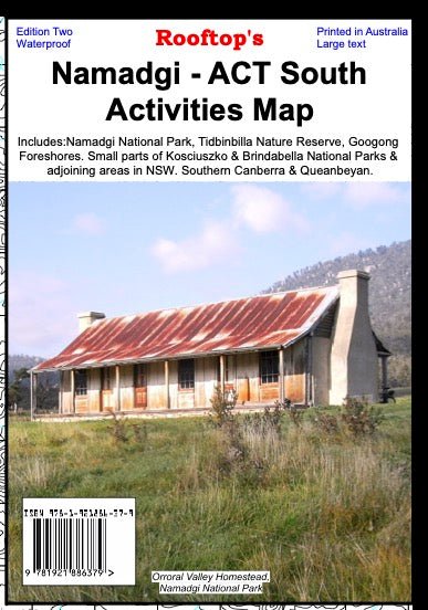 Namadgi - ACT South Activities Map | Rooftop Maps | A247 Gear