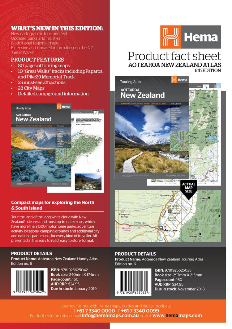 New Zealand Handy Atlas (Aotearoa) | Hema Maps - Books | A247 Gear