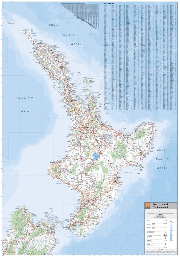 North Island (Te Ika - a - Māui) New Zealand Wall Map | Hema Maps - Maps | A247 Gear