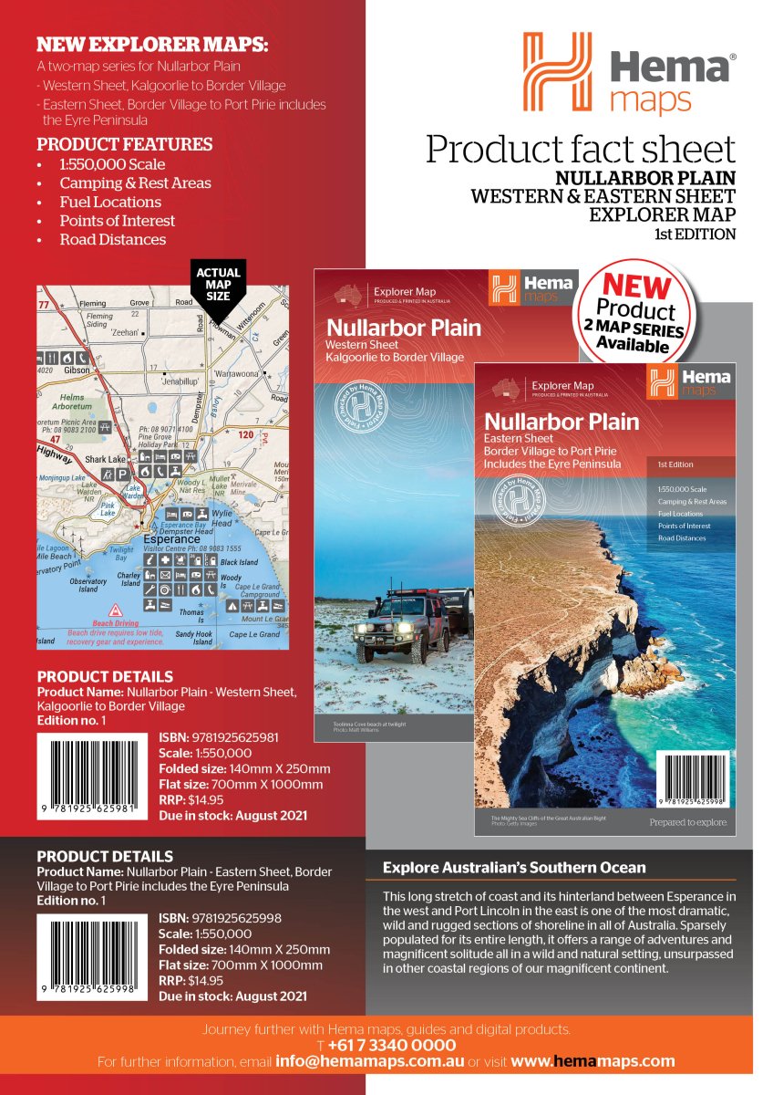 Nullarbor Plain - Western Map - Kalgoorlie to Border Village | Hema Maps - Maps | A247 Gear