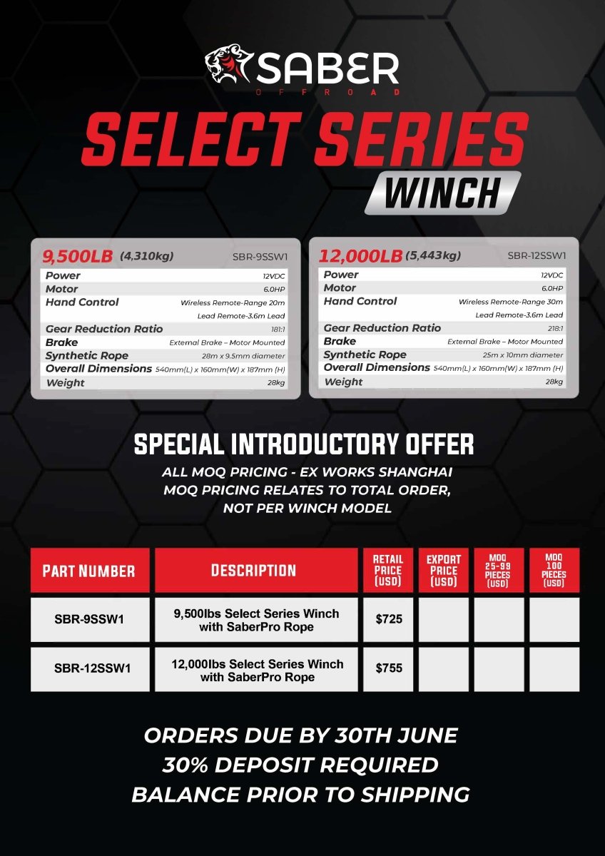 Saber Select Series 12,000lbs Winch | Saber Offroad | A247 Gear