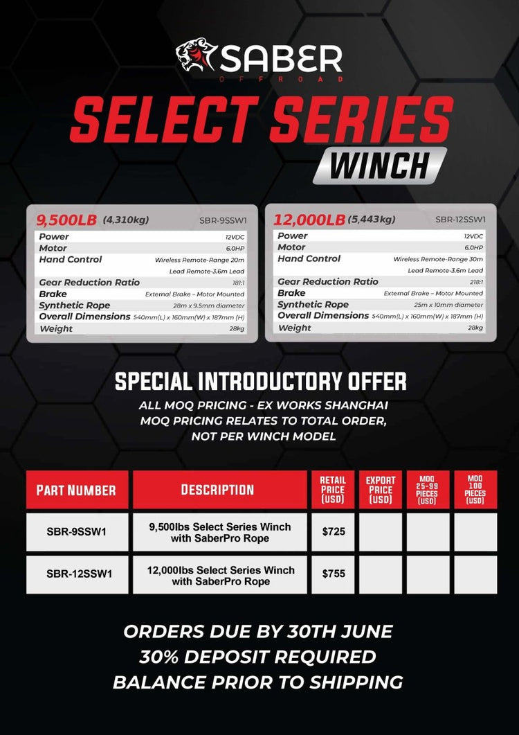 Saber Select Series 12,000lbs Winch | Saber Offroad | A247 Gear