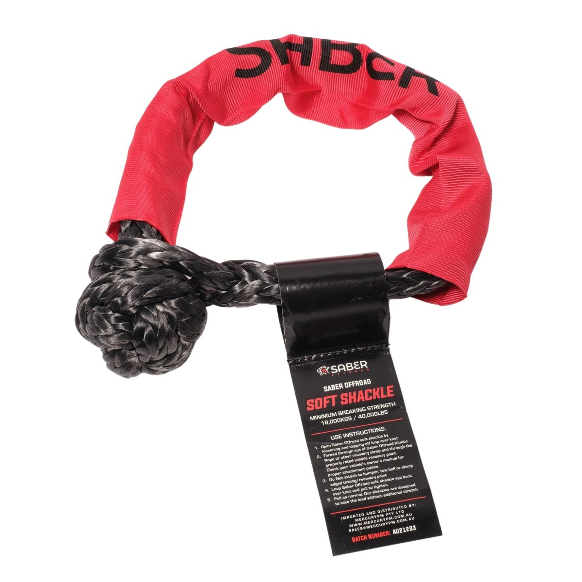 Saber Soft Shackle with Protective Sheath - 18,000KG | Saber Offroad | A247 Gear