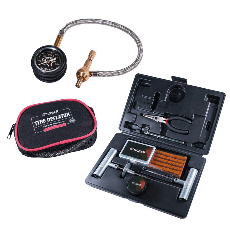 Saber Tyre Safety Bundle - Tyre Deflator & Repair Kit | Saber Offroad | A247 Gear