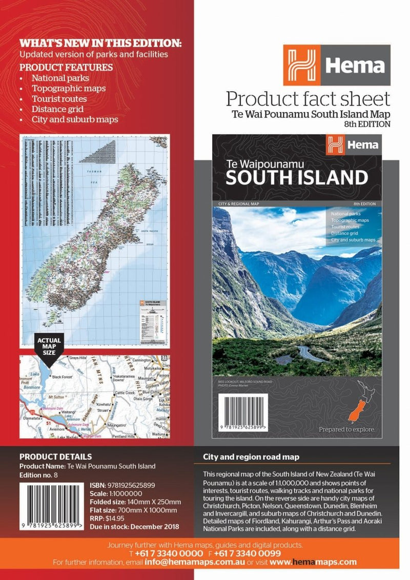 Load image into Gallery viewer, South Island New Zealand Map (Te Waipounamu) | Hema Maps - Maps | A247 Gear
