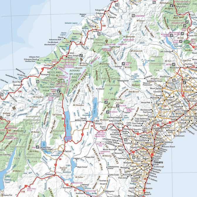 South Island New Zealand Map (Te Waipounamu) | Hema Maps - Maps | A247 Gear