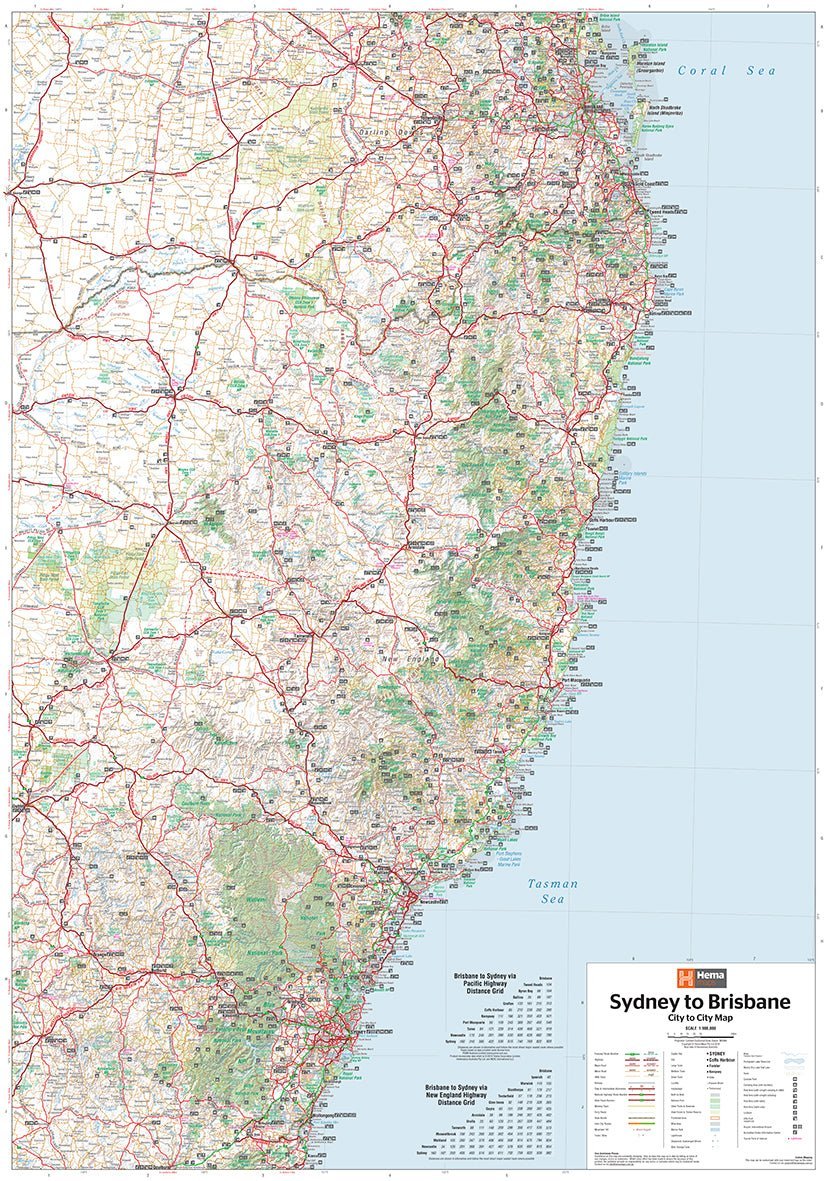 Sydney to Brisbane Map | Hema Maps - Maps | A247 Gear