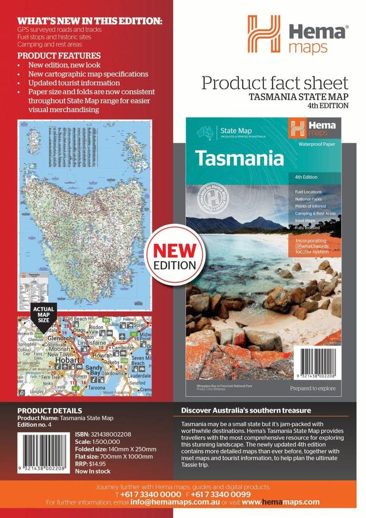 Tasmania State Map | Hema Maps - Maps | A247 Gear