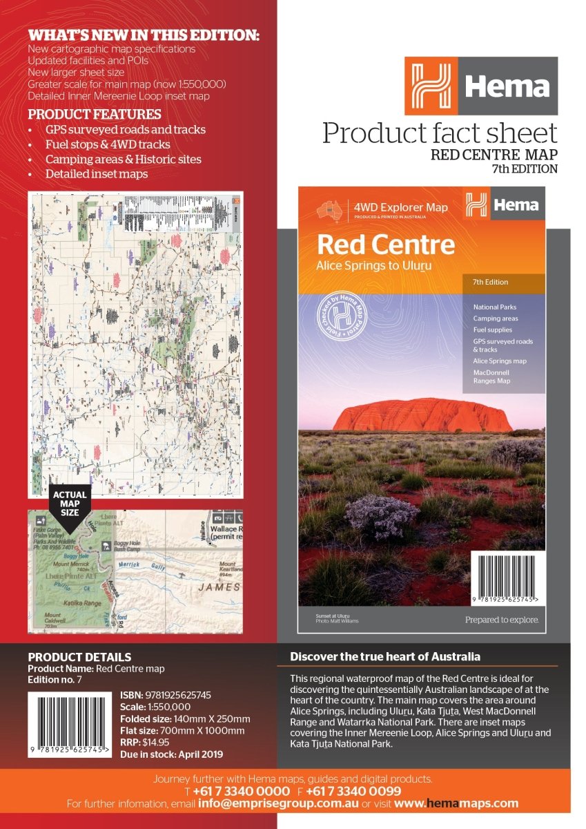 The Red Centre Map | Hema Maps - Maps | A247 Gear