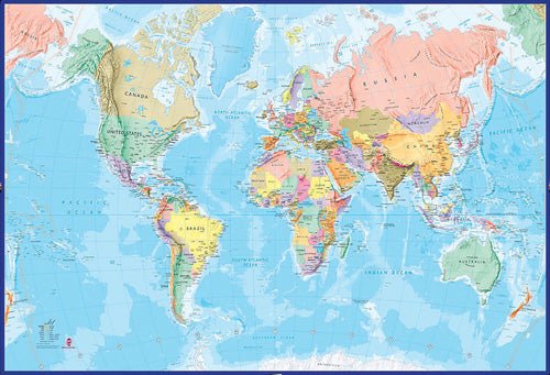 World Mural Europe Centred Supermap - 1580x2320 - Laminated (2 sheets ...