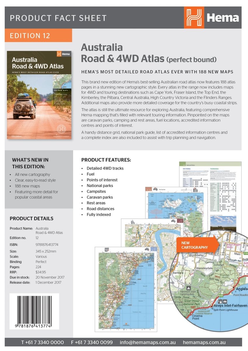 Australia Road & 4WD Atlas (Perfect Bound) - 252 x 345mm | Hema Maps | A247 Gear