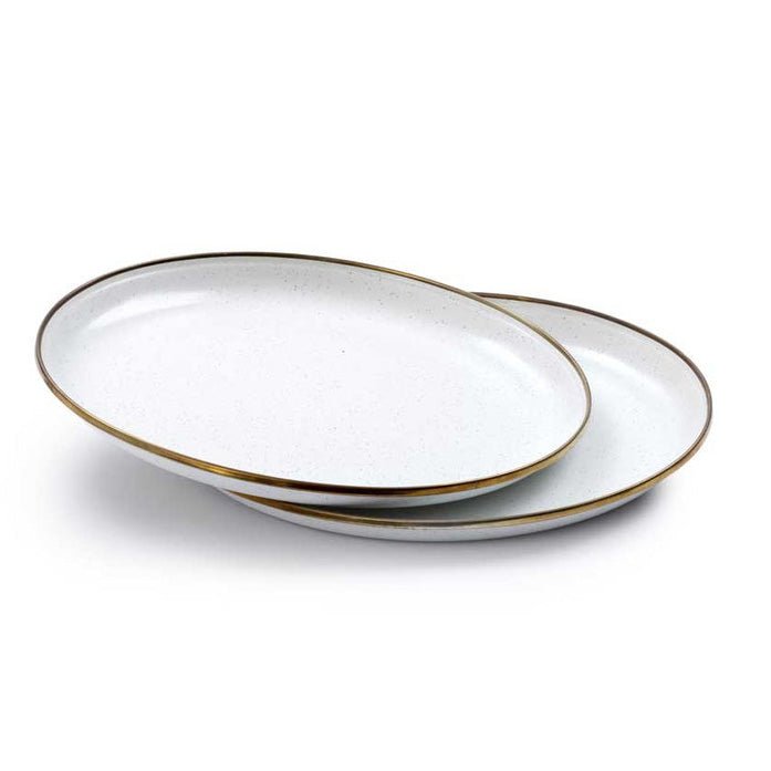 Load image into Gallery viewer, Barebones - Enamel Deep Plate Set of 2 - Eggshell | Barebones | A247 Gear
