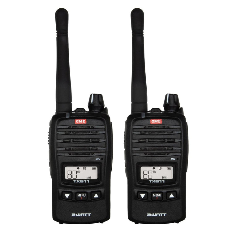 GME TX677TP 2 WATT UHF CB HANDHELD RADIO - TWIN PACK | GME | A247 Gear