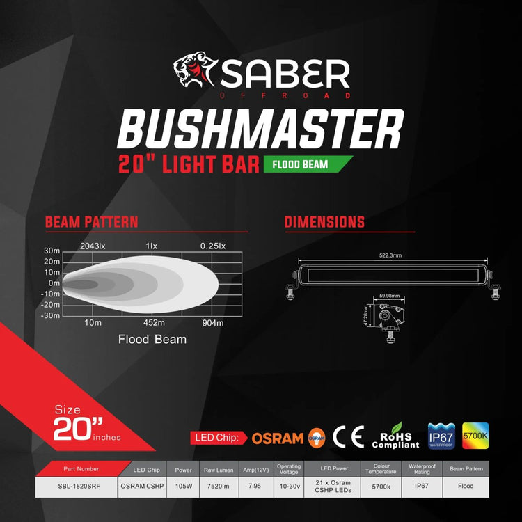 Saber 20" Light Bar - Flood Beam | Saber Offroad | A247 Gear