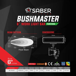 Saber 6" Work Light Bar - Flood Beam | Saber Offroad | A247 Gear