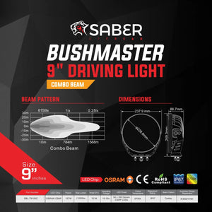 Saber 9" Driving Light - Combo Beam | Saber Offroad | A247 Gear