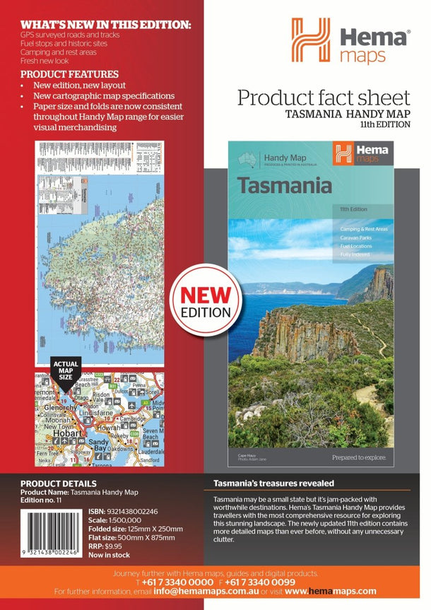 Tasmania Handy Map | Hema Maps | A247 Gear