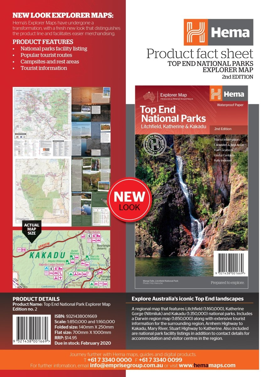 Top End National Parks Map: Litchfield, Katherine & Kakadu | Hema Maps | A247 Gear